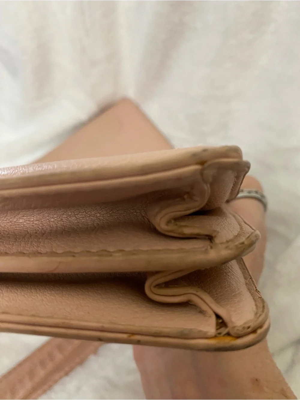 BCBG Blush Pebbled Leather Shoulder Bag with Gold Chain